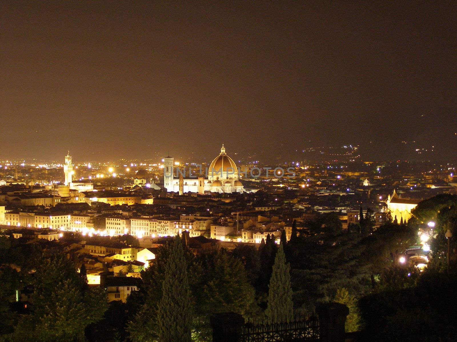 Florence by night - bird eye's view from San Miniato al Monte