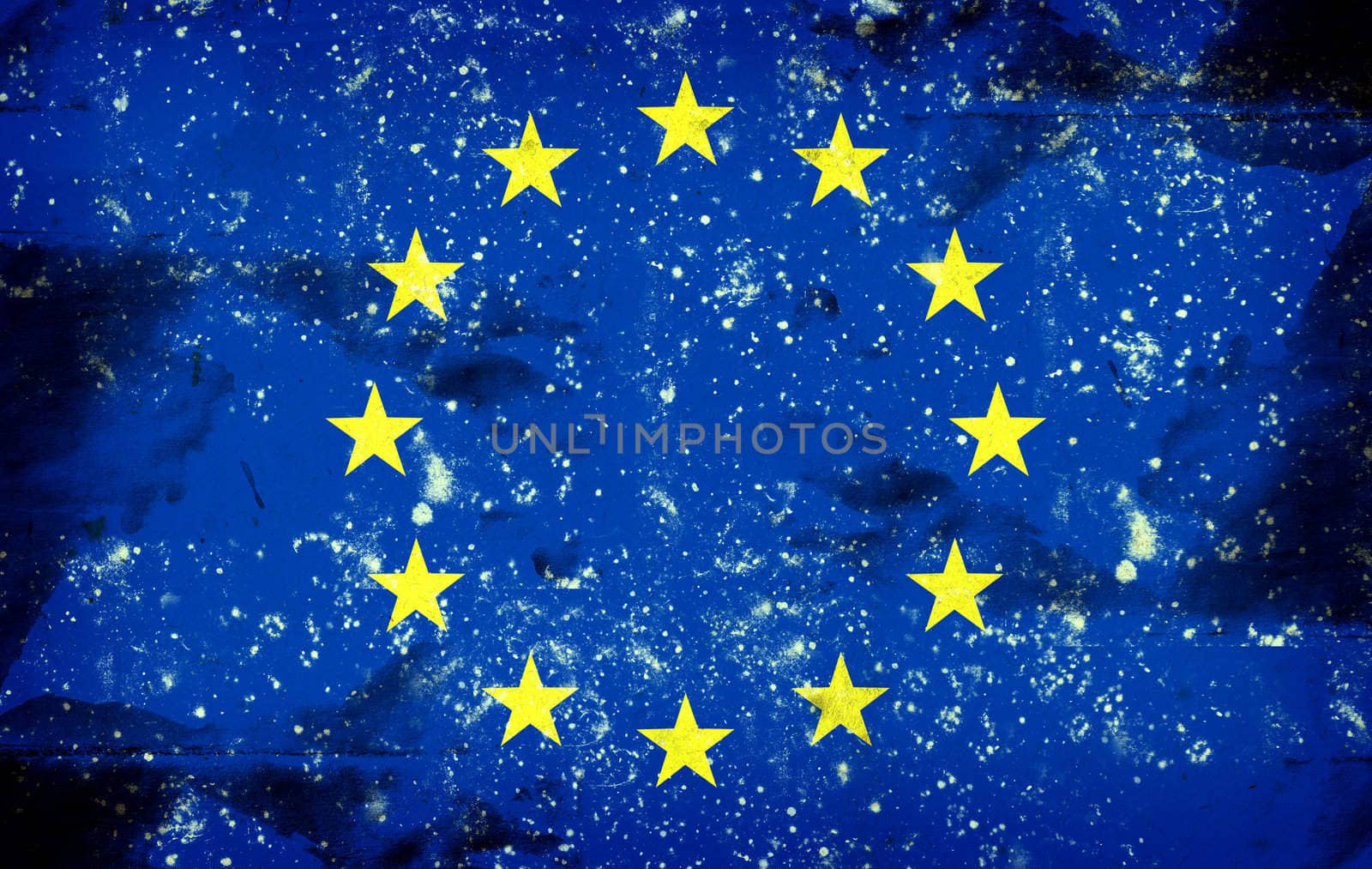 Computer designed highly detailed grunge illustration - Flag of European Union