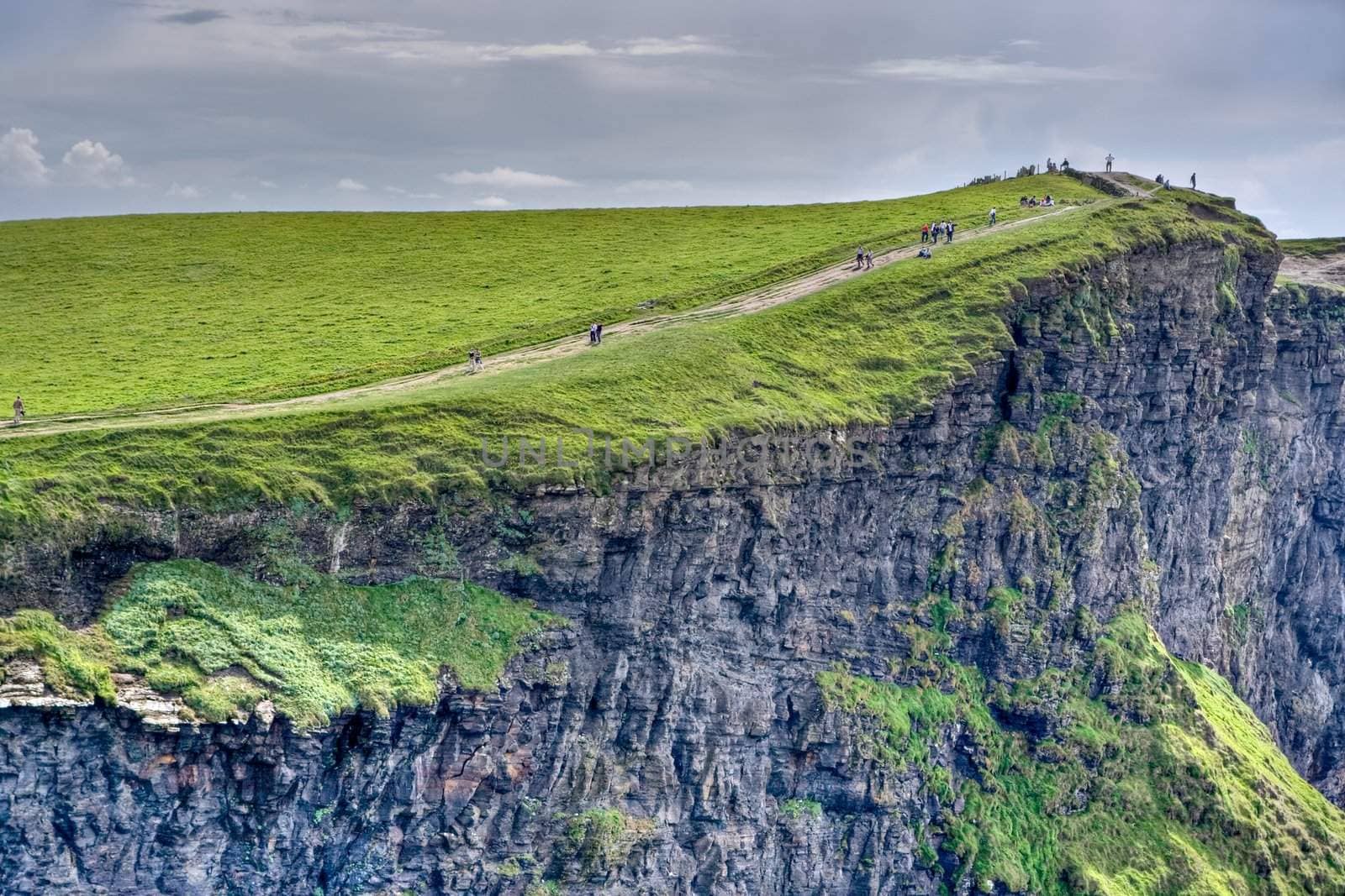 The top of the Cliffs of Moher in Ireland