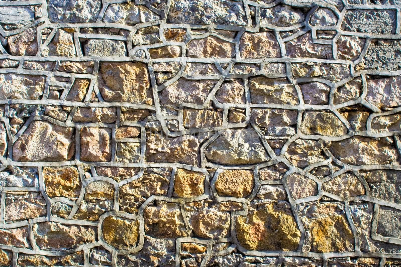 Stone wall with much detail, patterns, and texture
