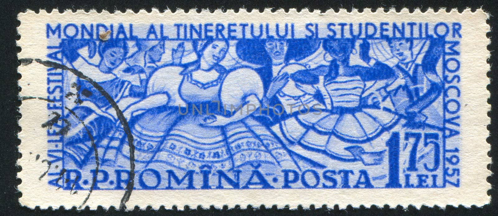 ROMANIA - CIRCA 1957: stamp printed by Romania, shows Folk Dance, circa 1957