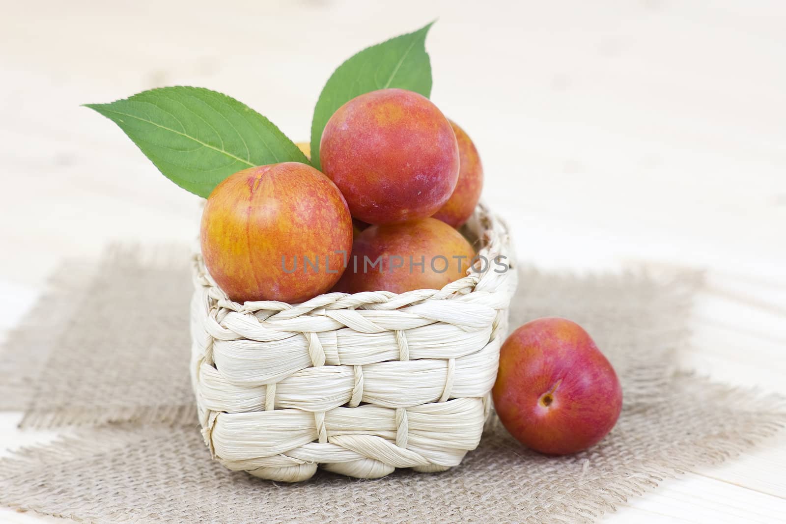 Fresh plums in the basket