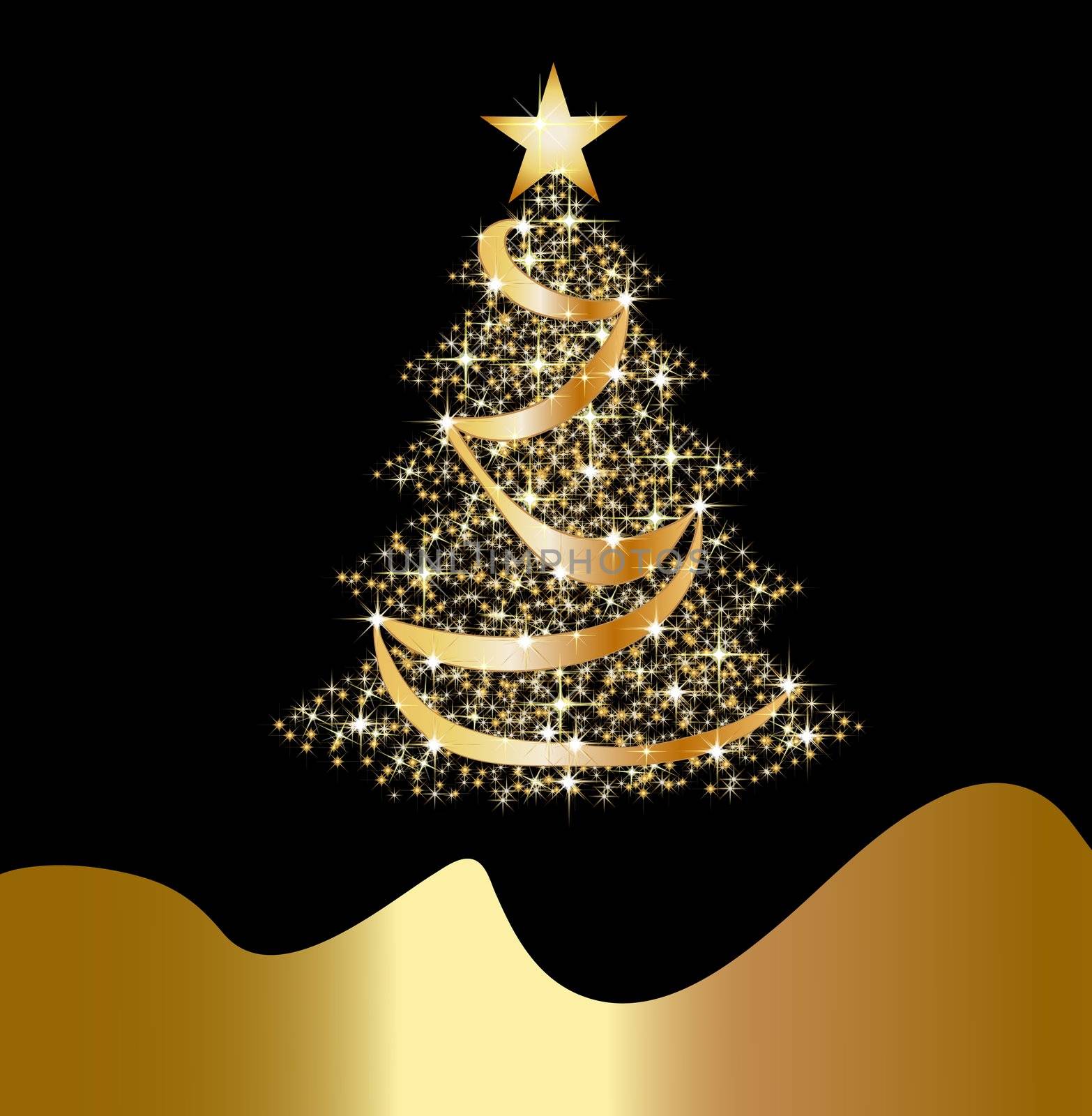 sparkling golden christmas tree by peromarketing