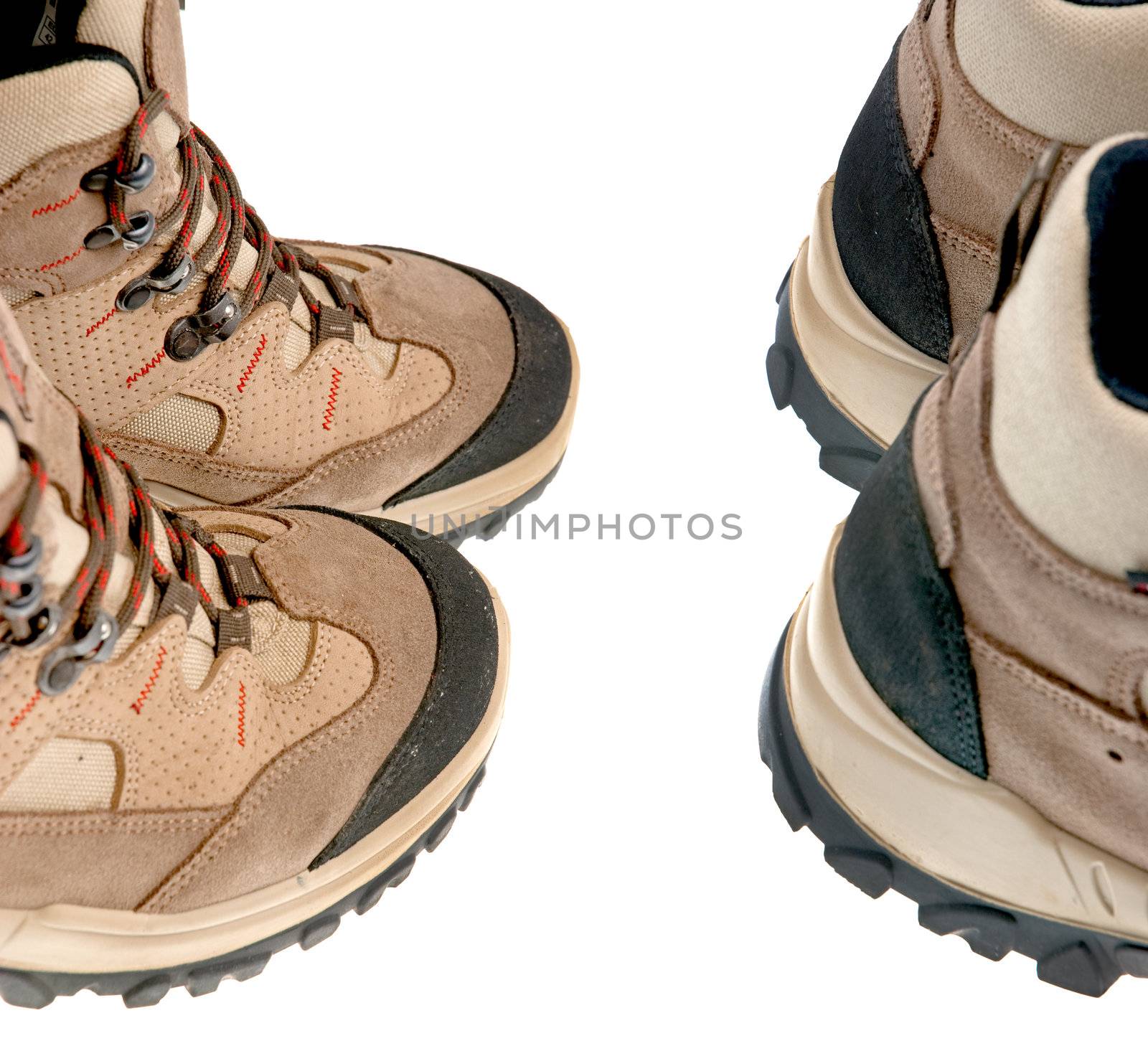 Hiking boots isolated on white background.