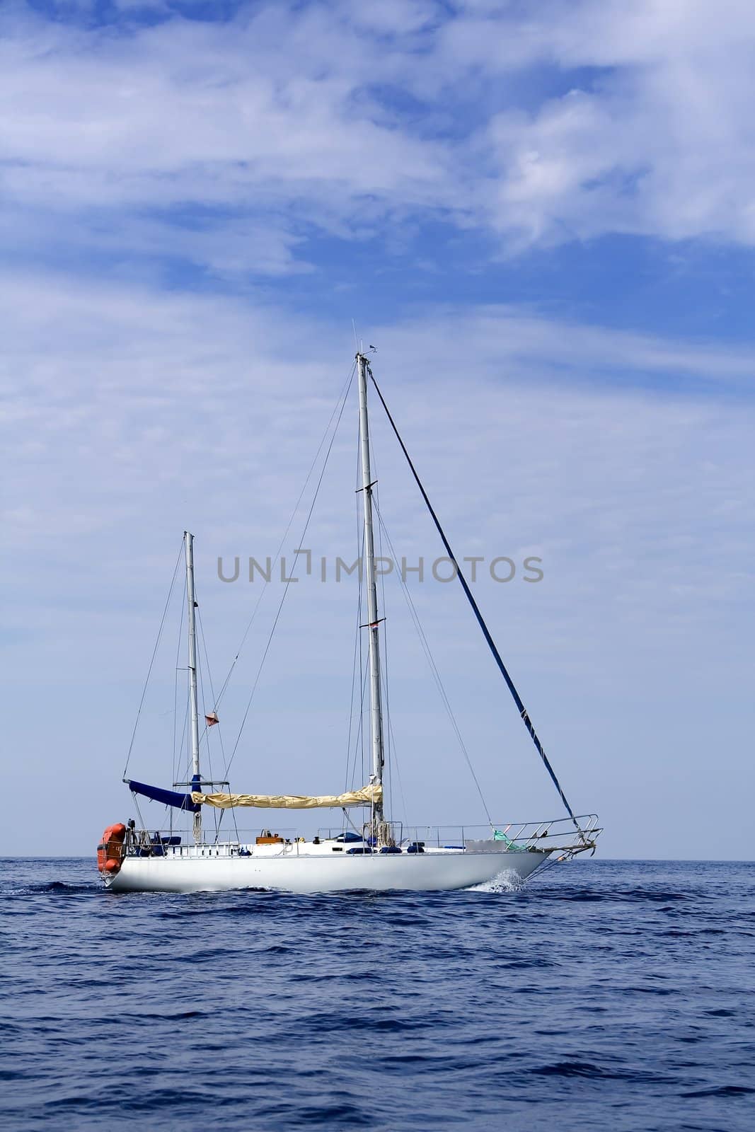 Sailing boat on the open sea