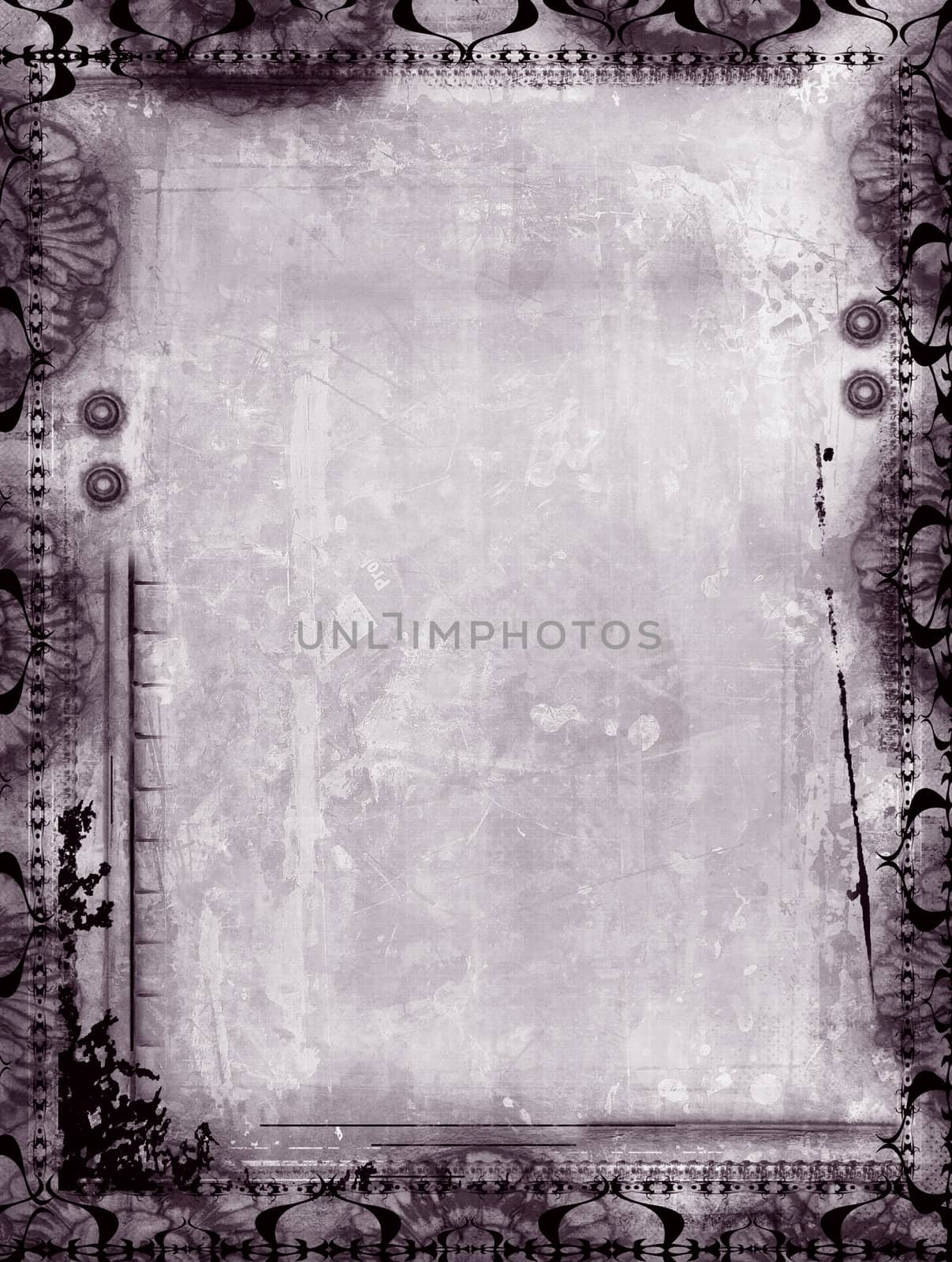 Computer designed highly detailed grunge textured border and aged paper background with space for your text or image