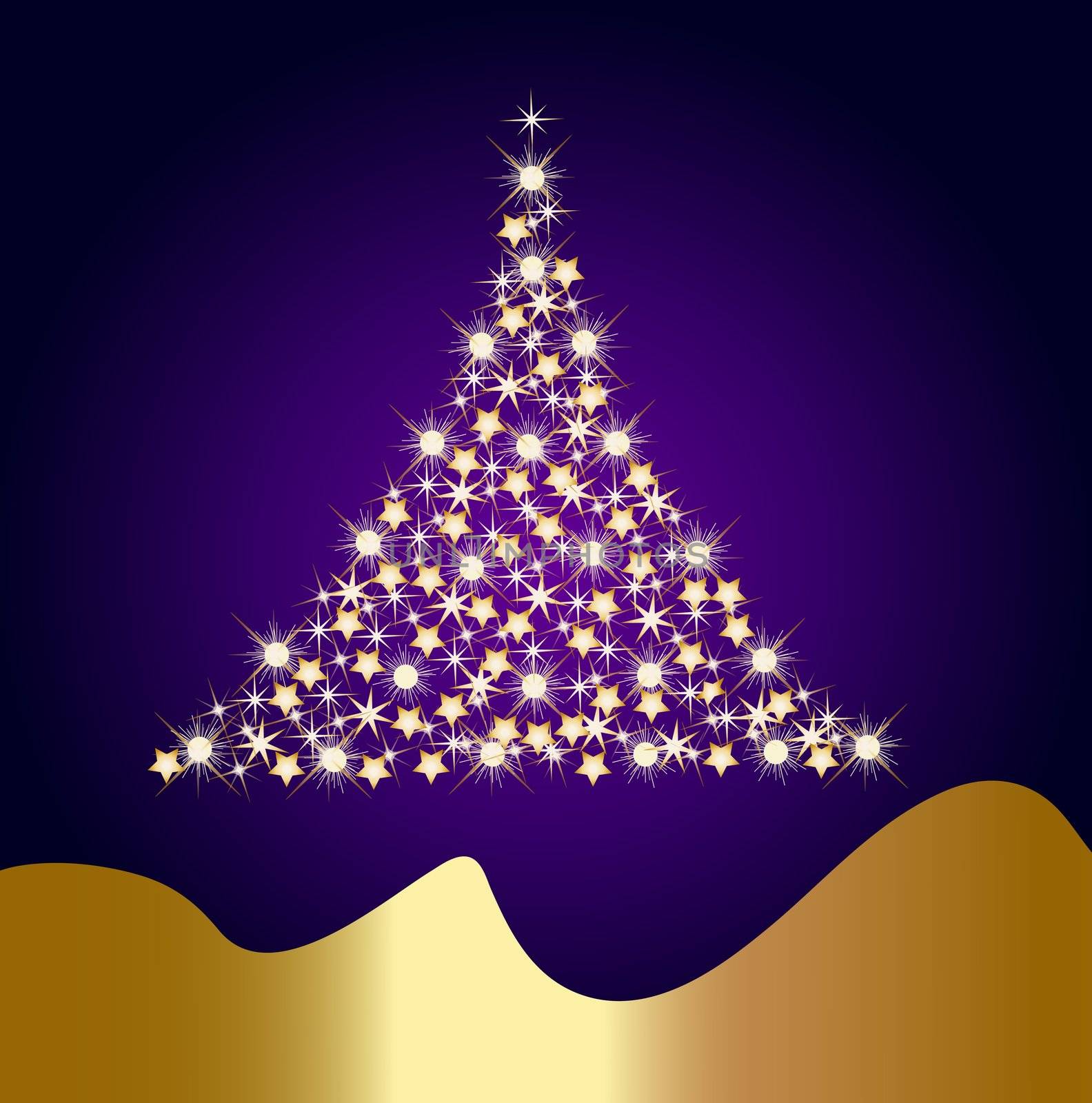 sparkling golden christmas tree by peromarketing