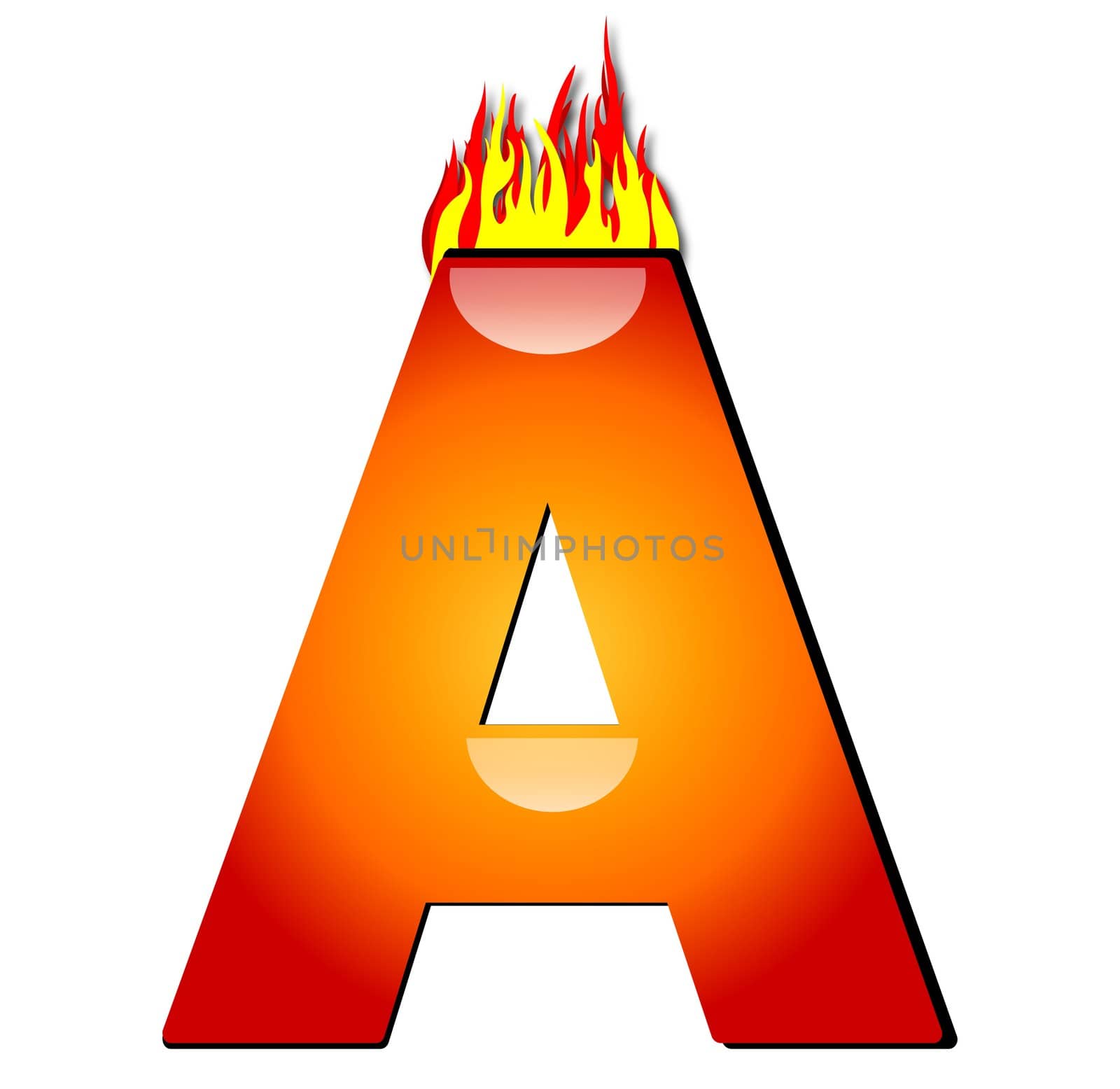 Letter A on Fire by peromarketing