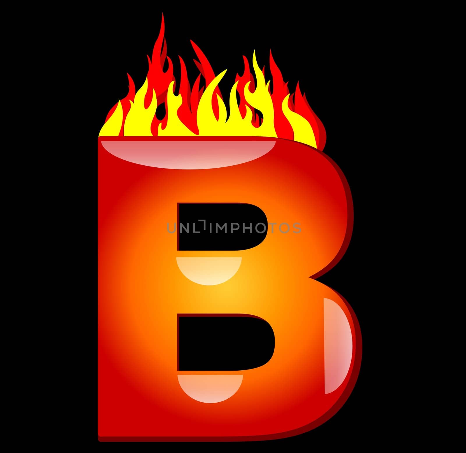 Letter B on Fire by peromarketing