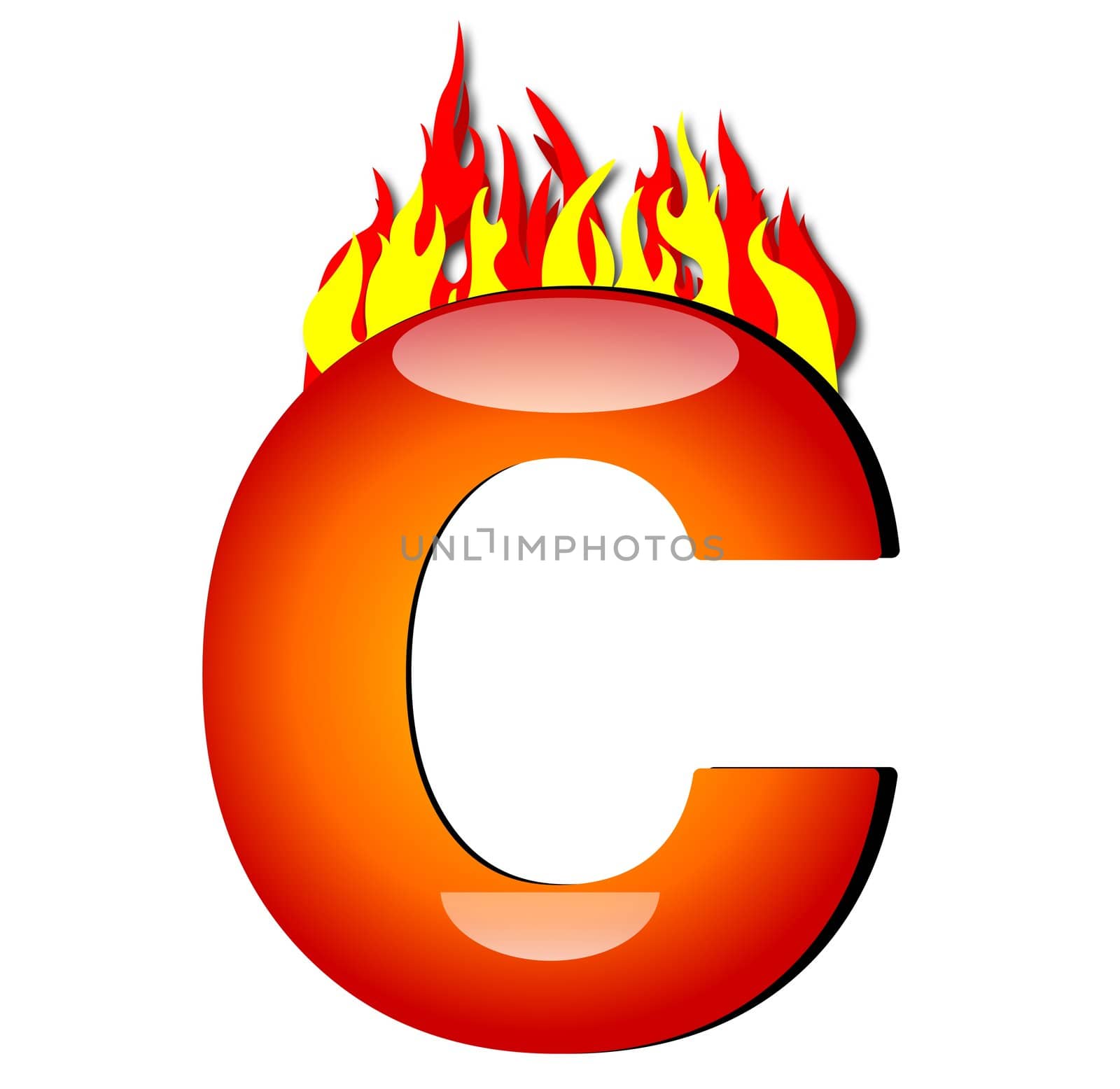 Letter C on Fire by peromarketing