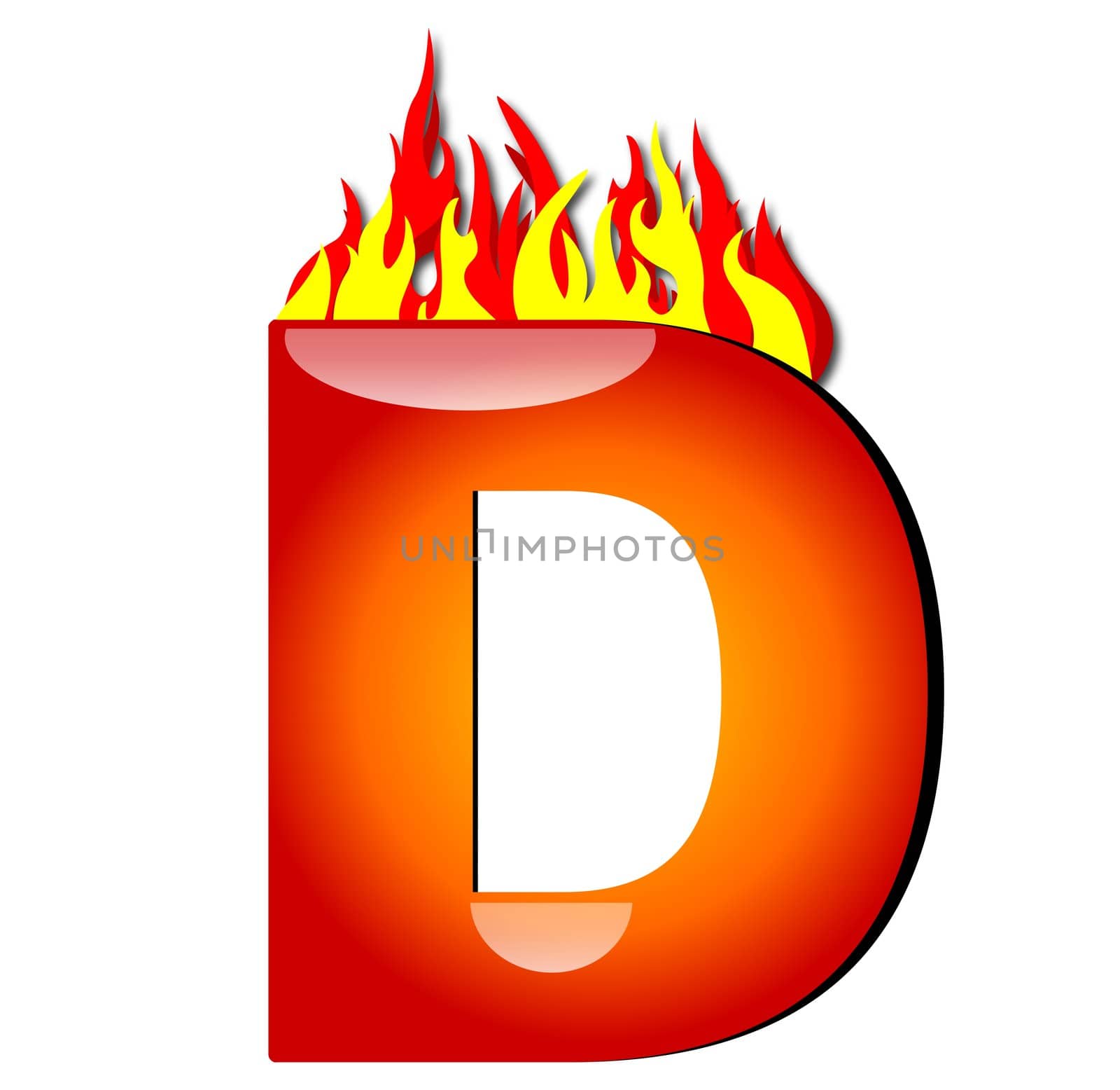 Letter D on Fire by peromarketing