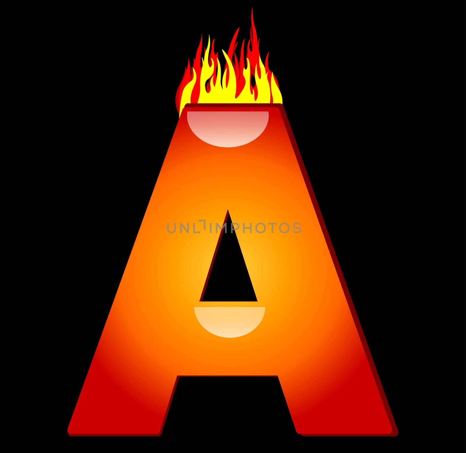 Letter A on Fire by peromarketing