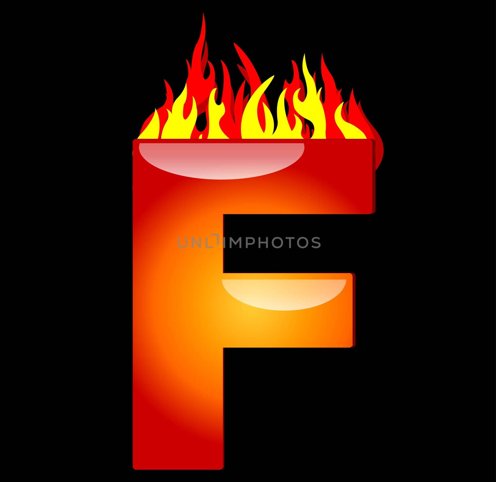 Letter F on Fire by peromarketing