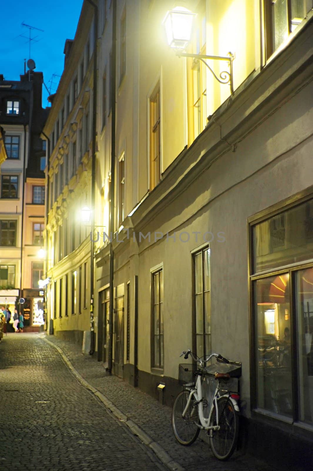 Old fashioned bicycle on old Stockholm street