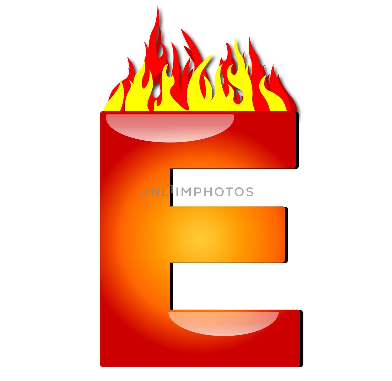 Letter E on Fire by peromarketing