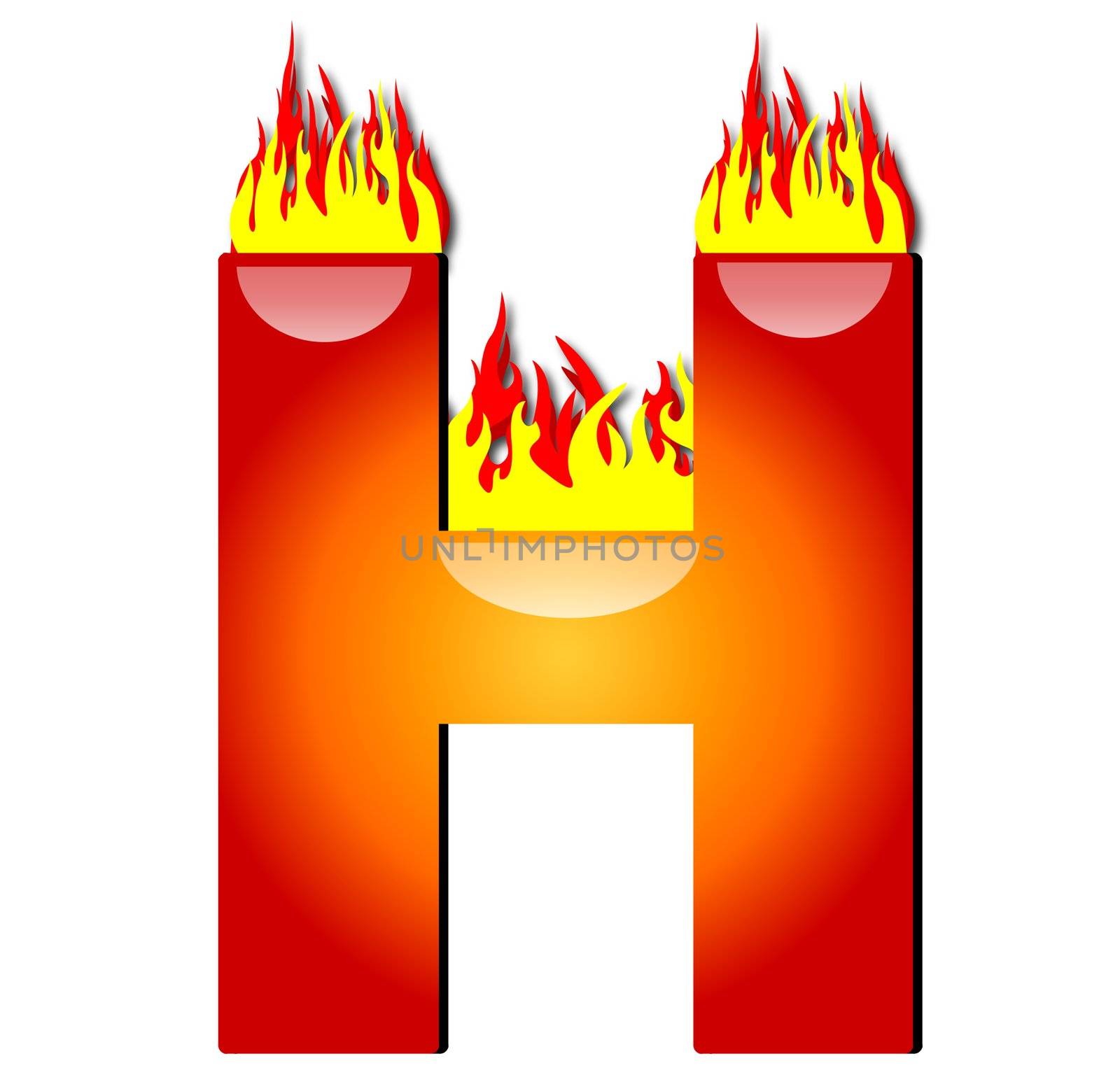 Letter H on Fire by peromarketing