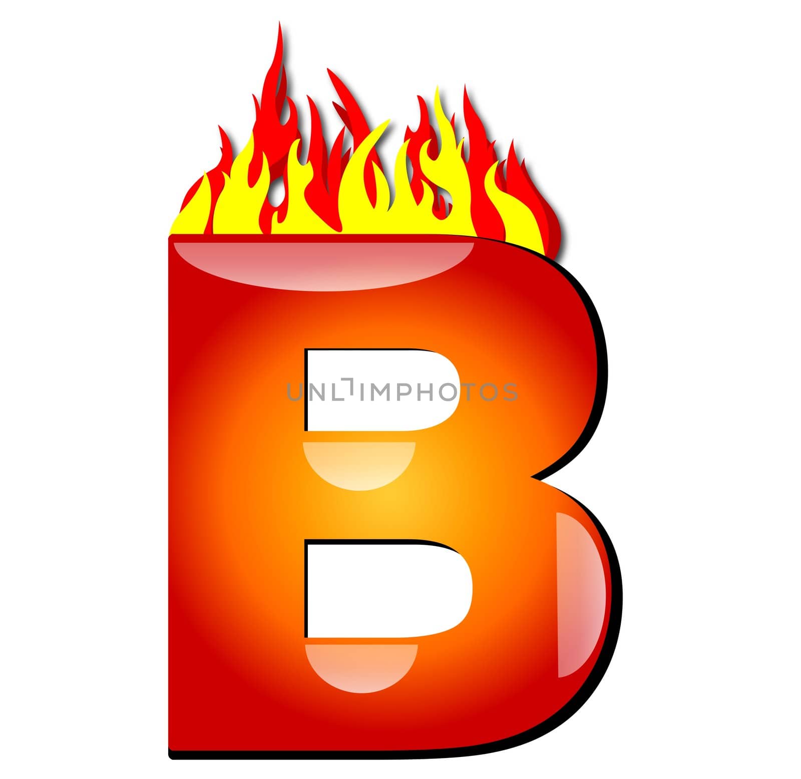 Letter B on Fire by peromarketing