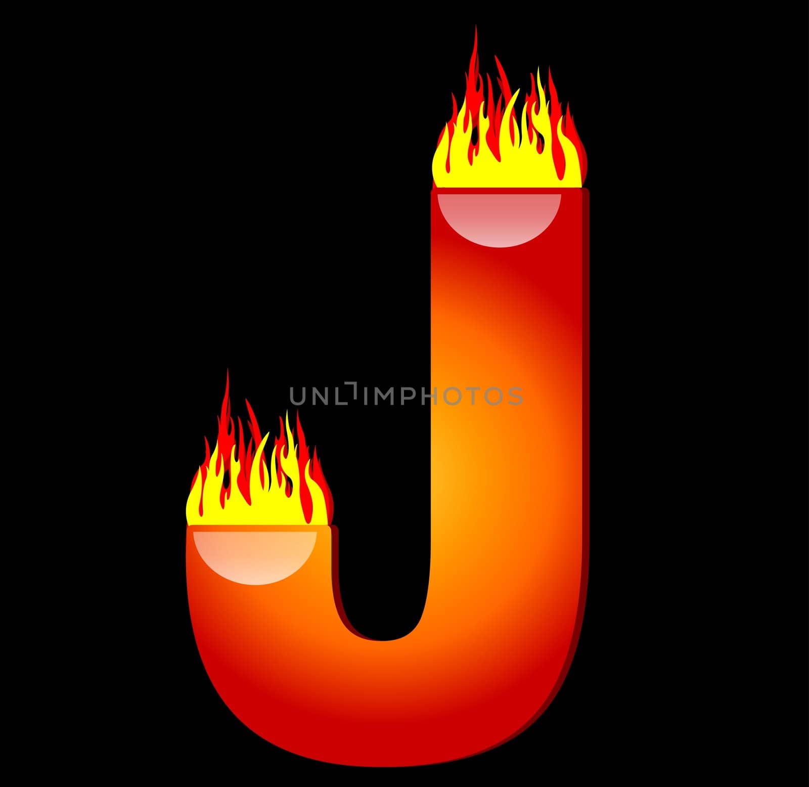 Letter J on Fire