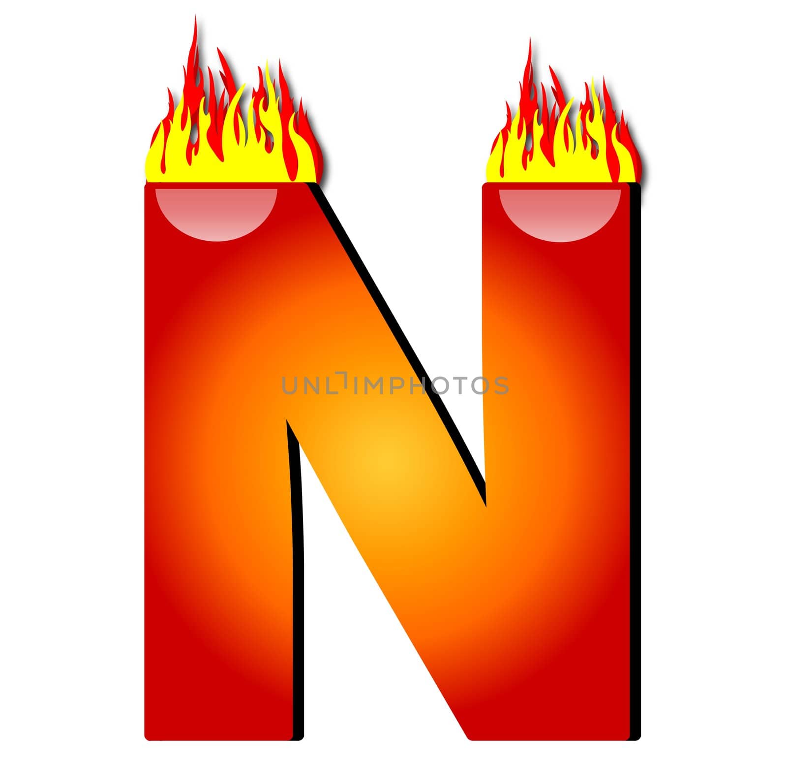 Letter N on Fire