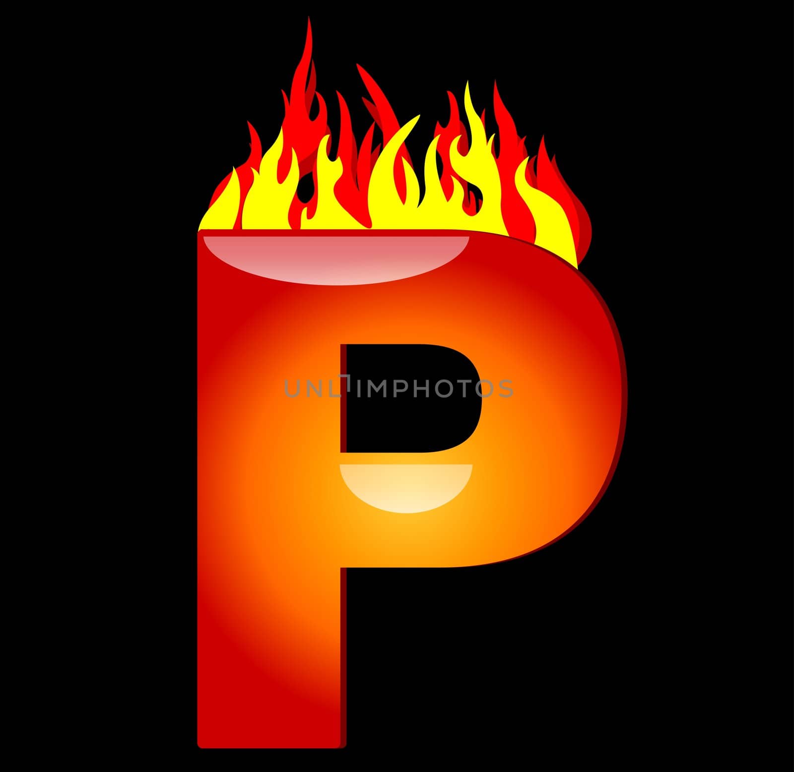 Letter P on Fire