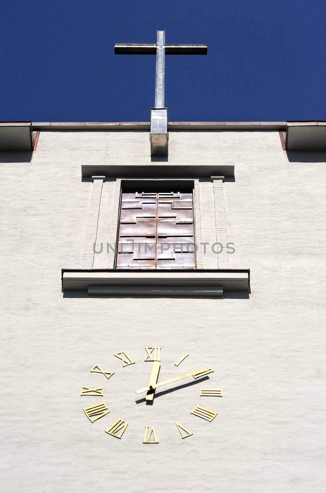 Detail of old  church clock  in Oslo, Norway