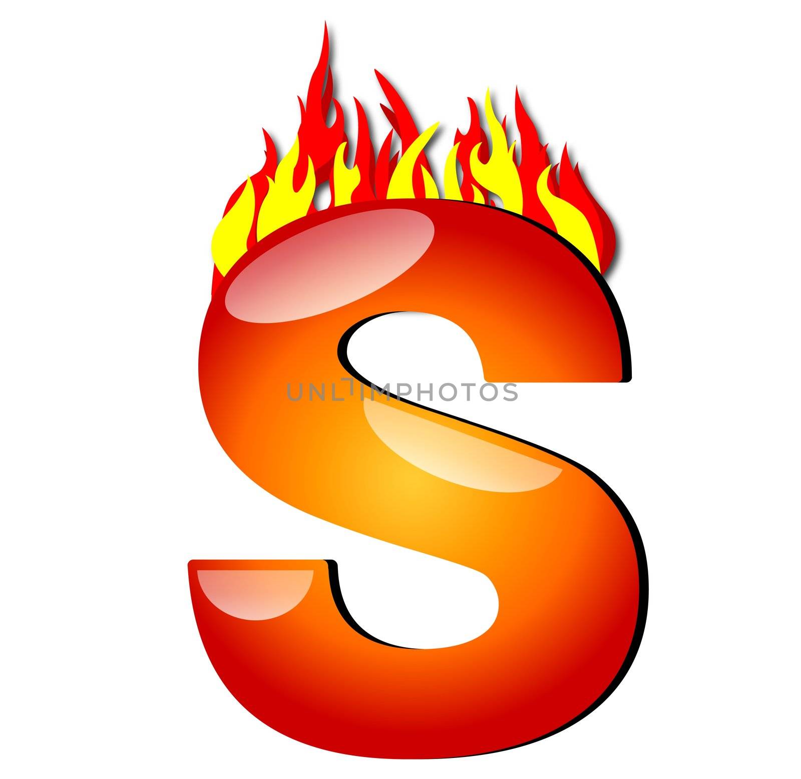 Letter S on Fire by peromarketing