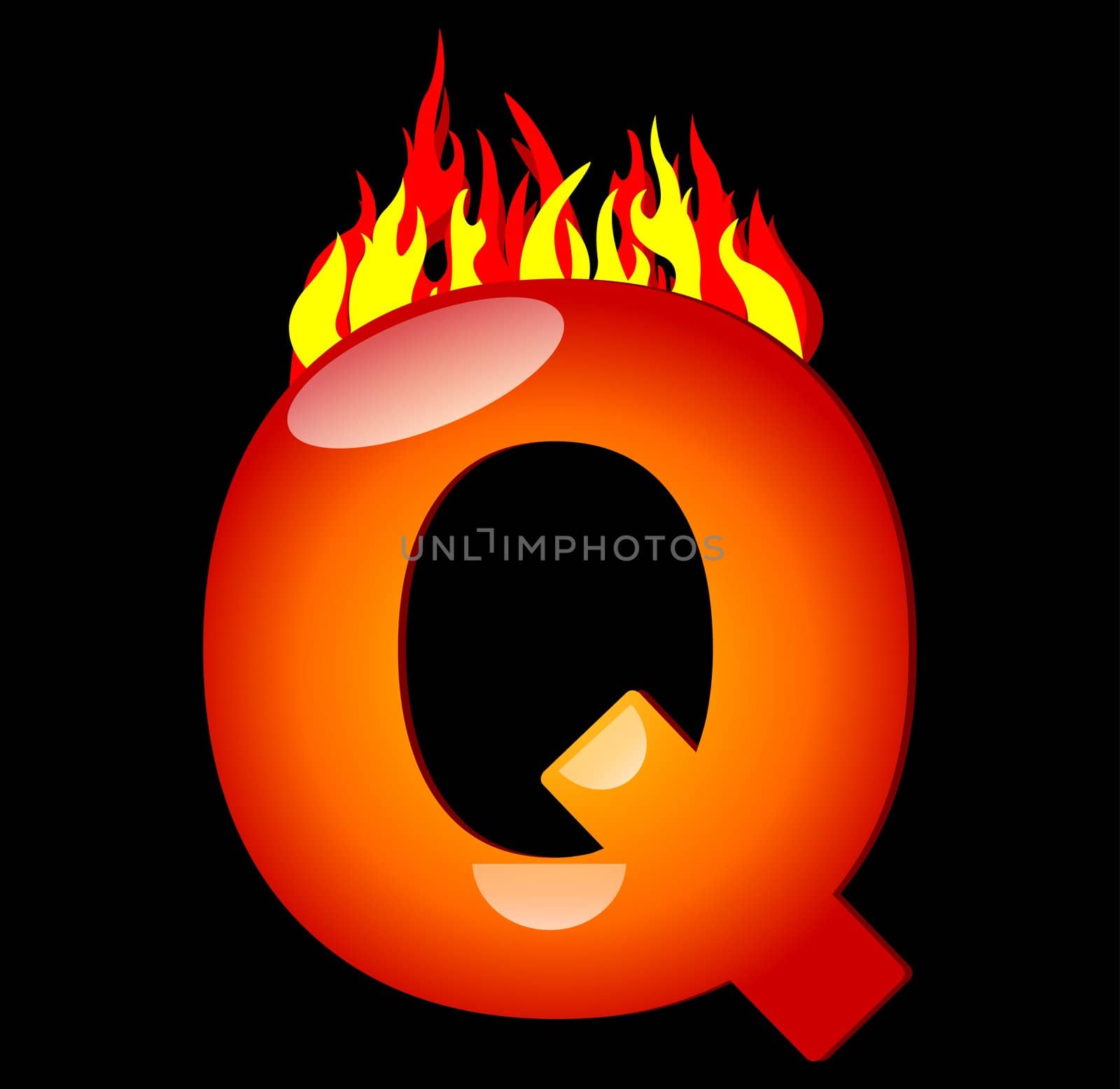 Letter Q on Fire by peromarketing