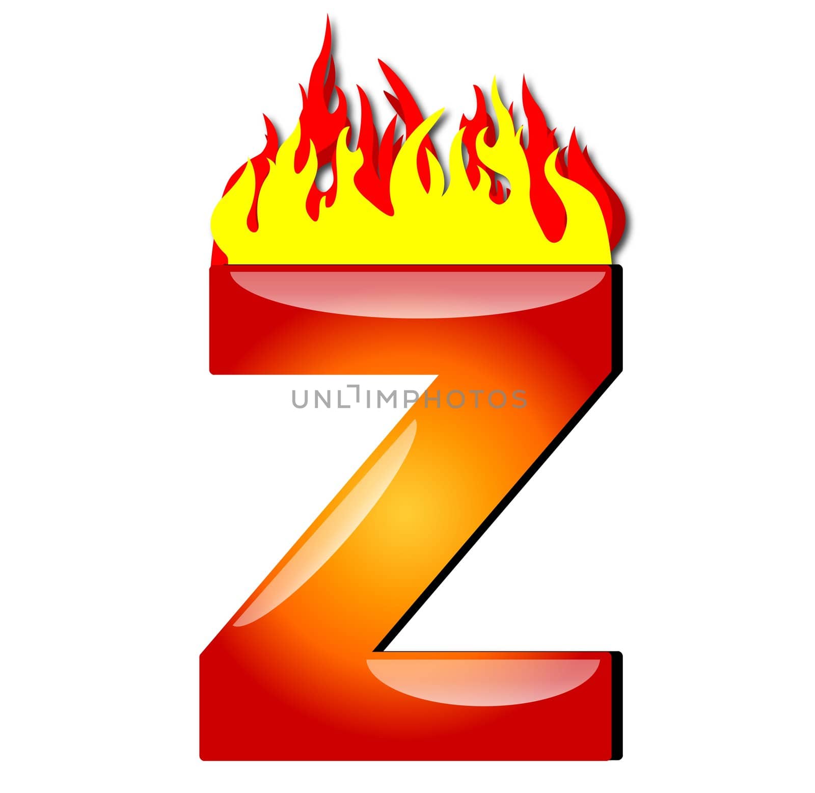 Letter Z on Fire by peromarketing