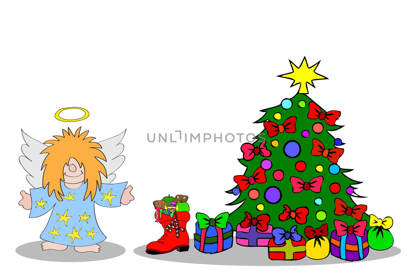 Angel with christmastree
