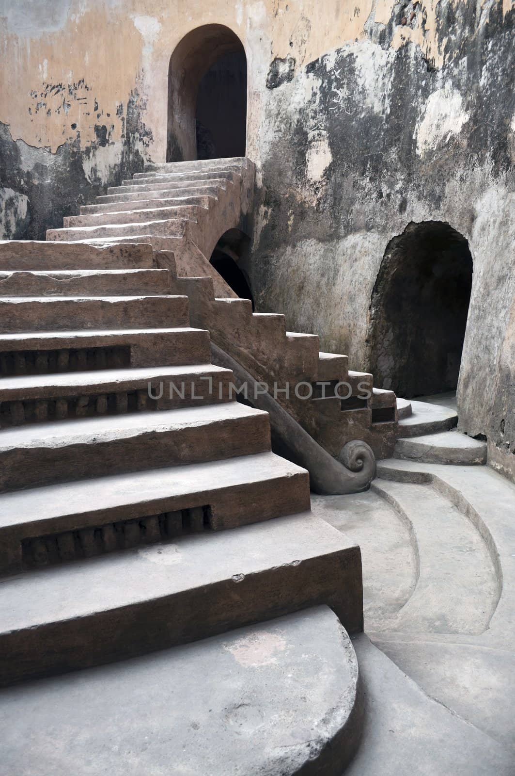 Ancient royal stairs detail in an old mosque in Indonesia