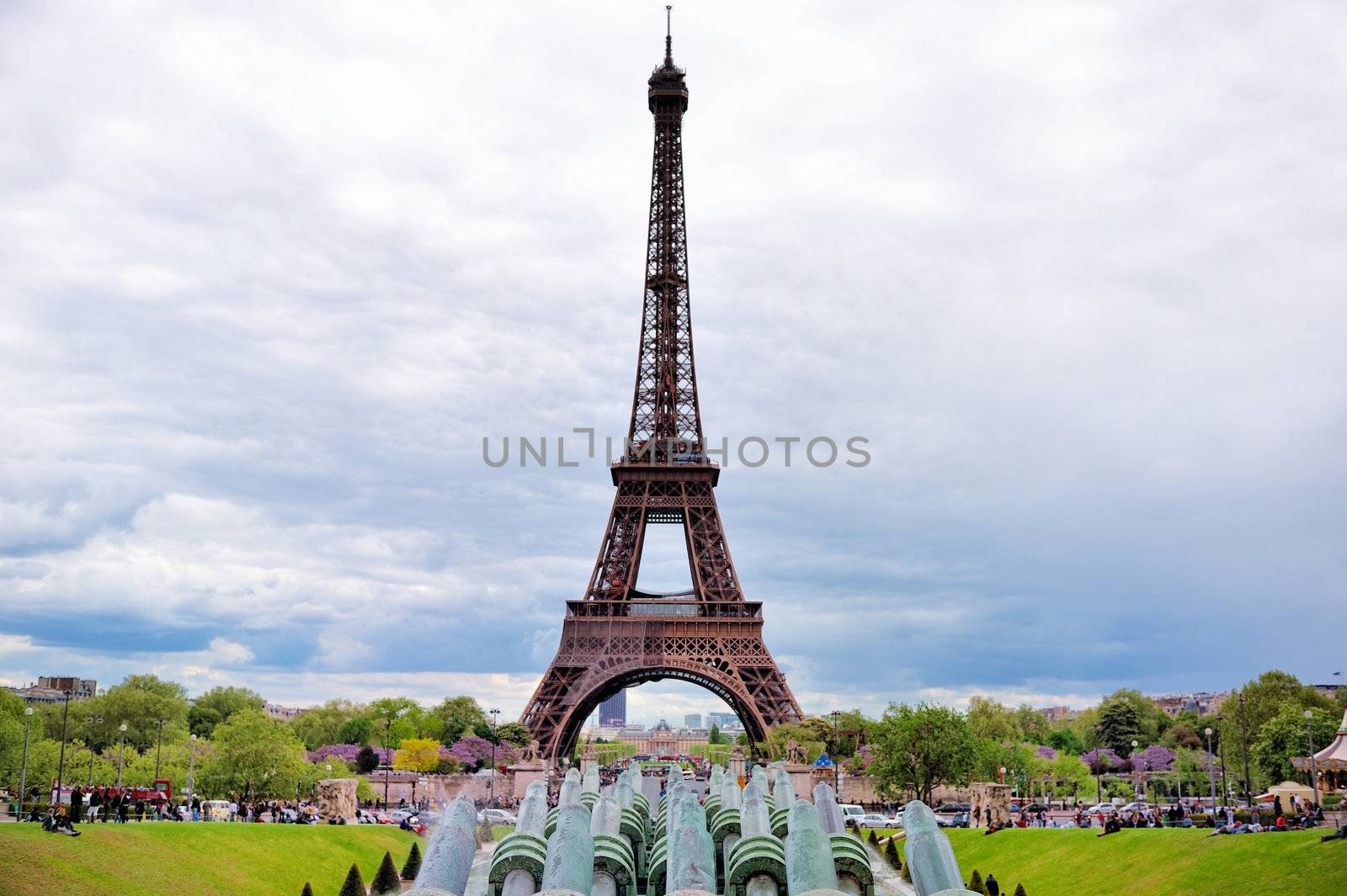 Panorama of the square with Eiffel tower in Paris