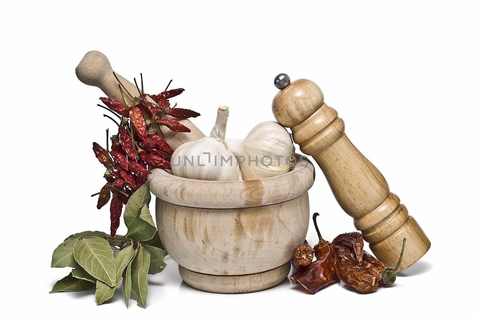 Mediterranean spices isolated on a white background.