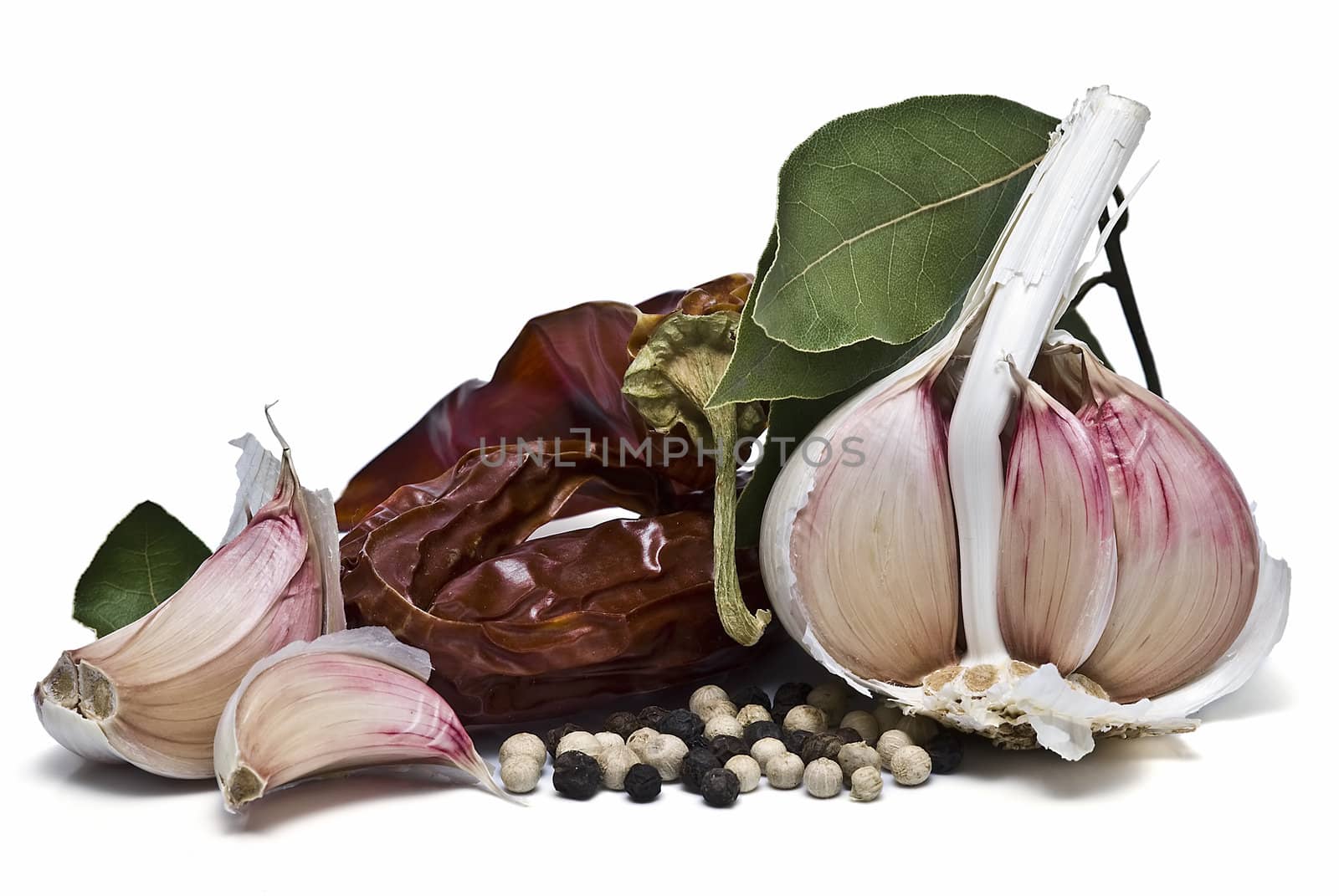 Mediterranean spices isolated on a white background.