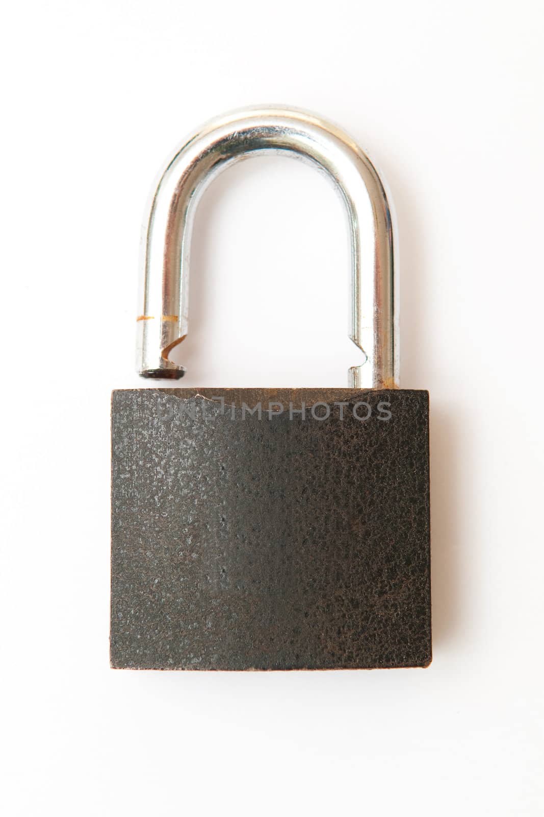 A padlock on the white background