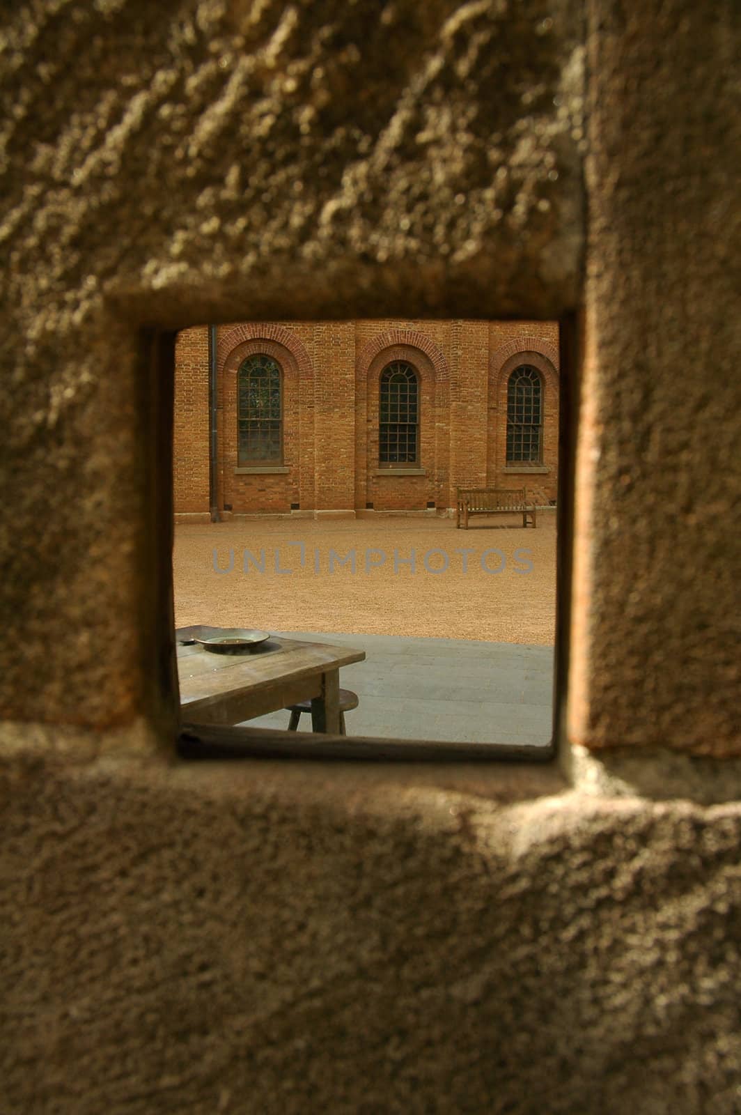 detail photo from sydney barracks, looks like a prison to me