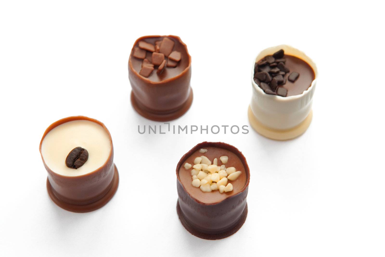 Chocolates isolated on the white
