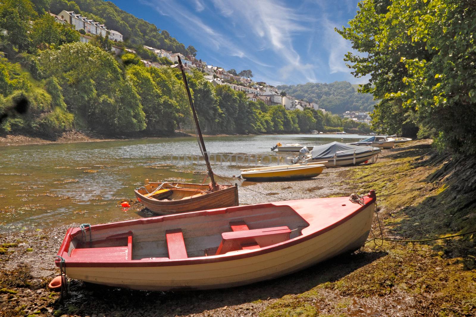An inlet of the Dart Estuary at Kingswear in Devon, England.