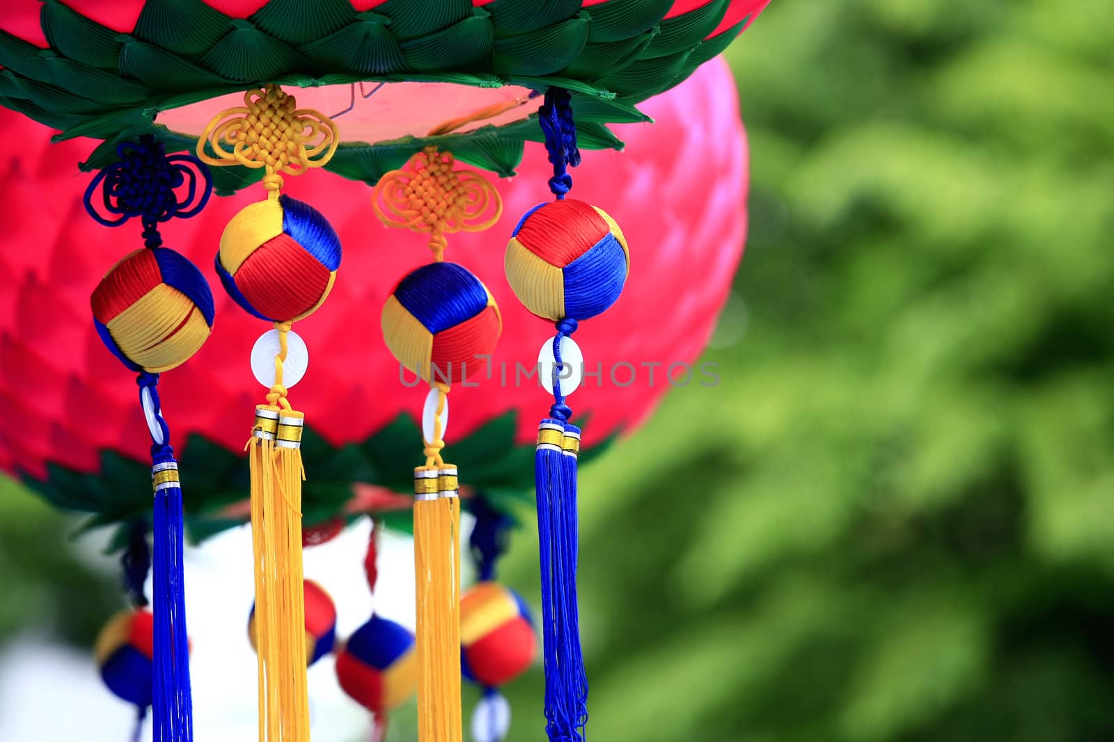 Busan South Korea Korean lanterns in front of a temple on the eve of Buddha's birthday. 