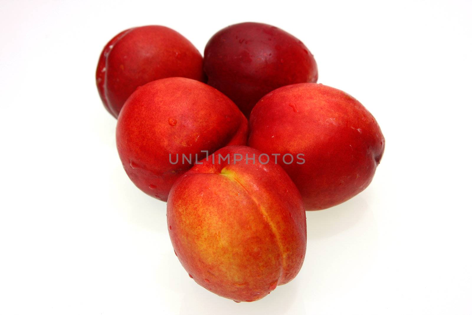 Detail red plum with plum on white background