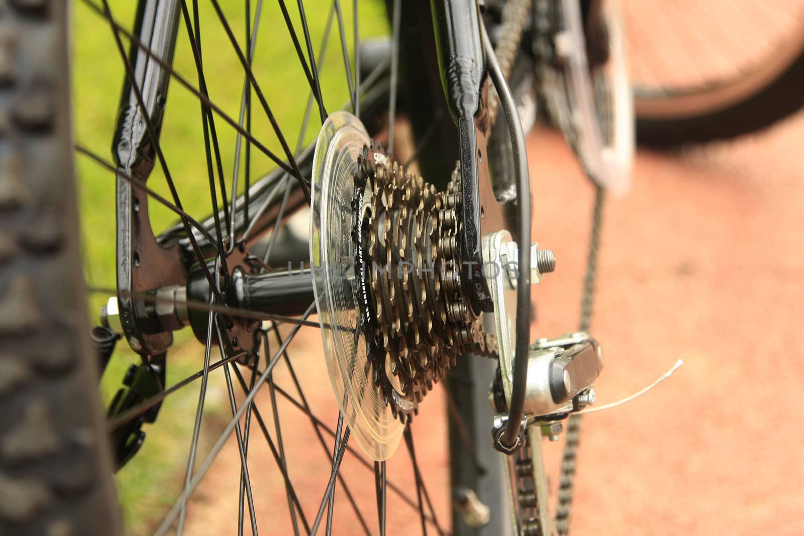 close up detail photo of sprocket of bicycle 