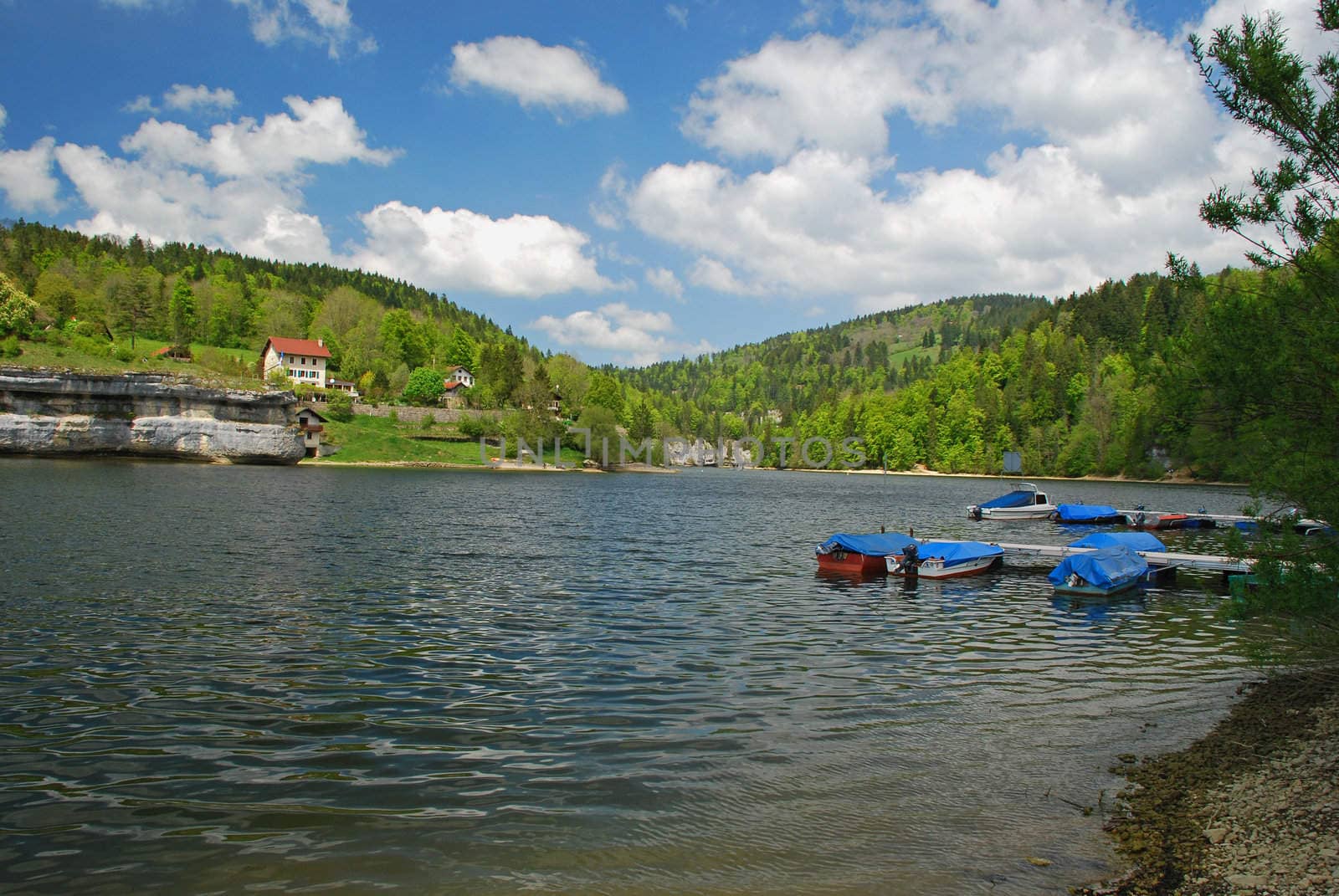 Brenets Lake in dirrection of famous "le saut du Doubs" by dariya64