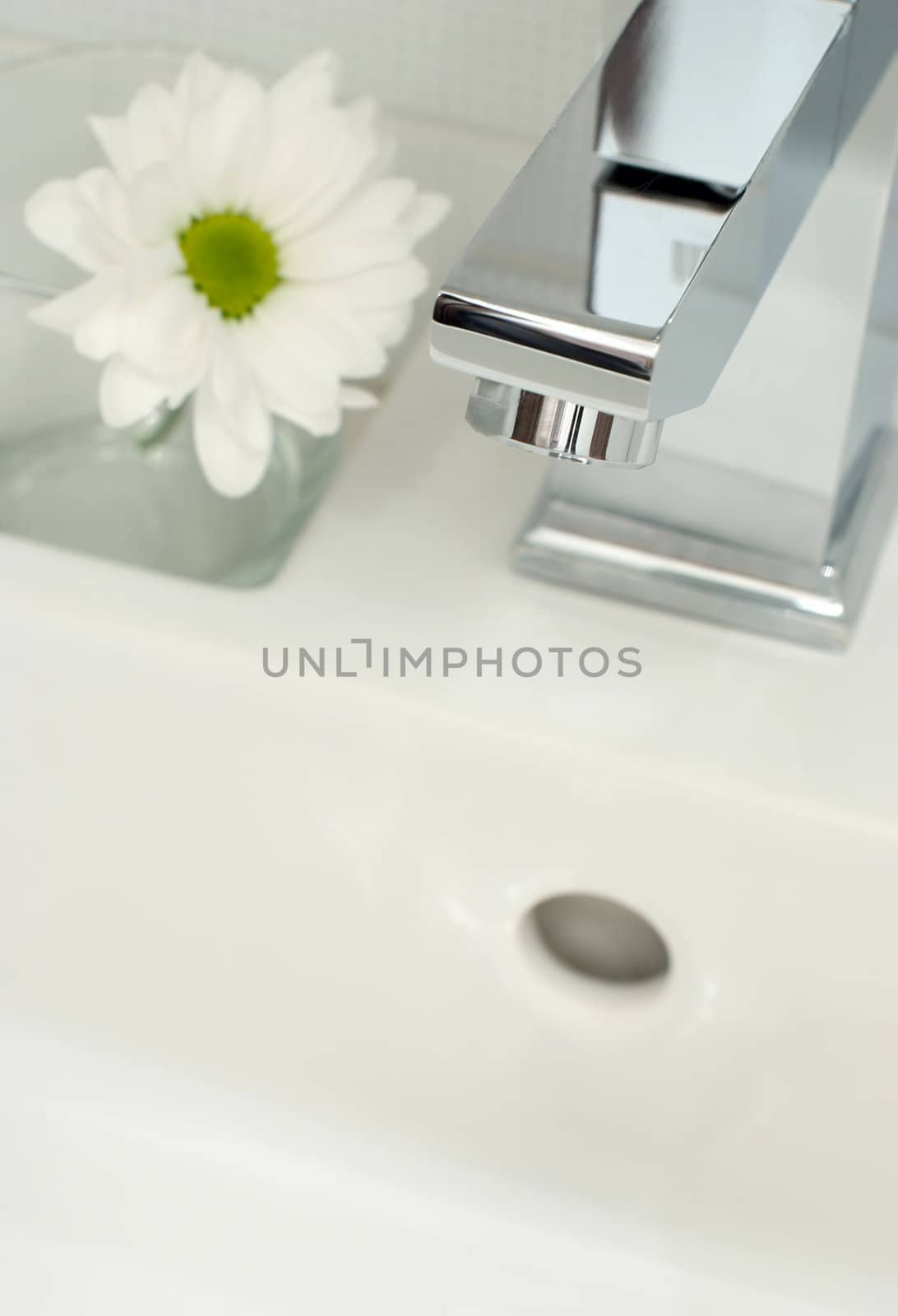 Closeup of modern bathroom tap