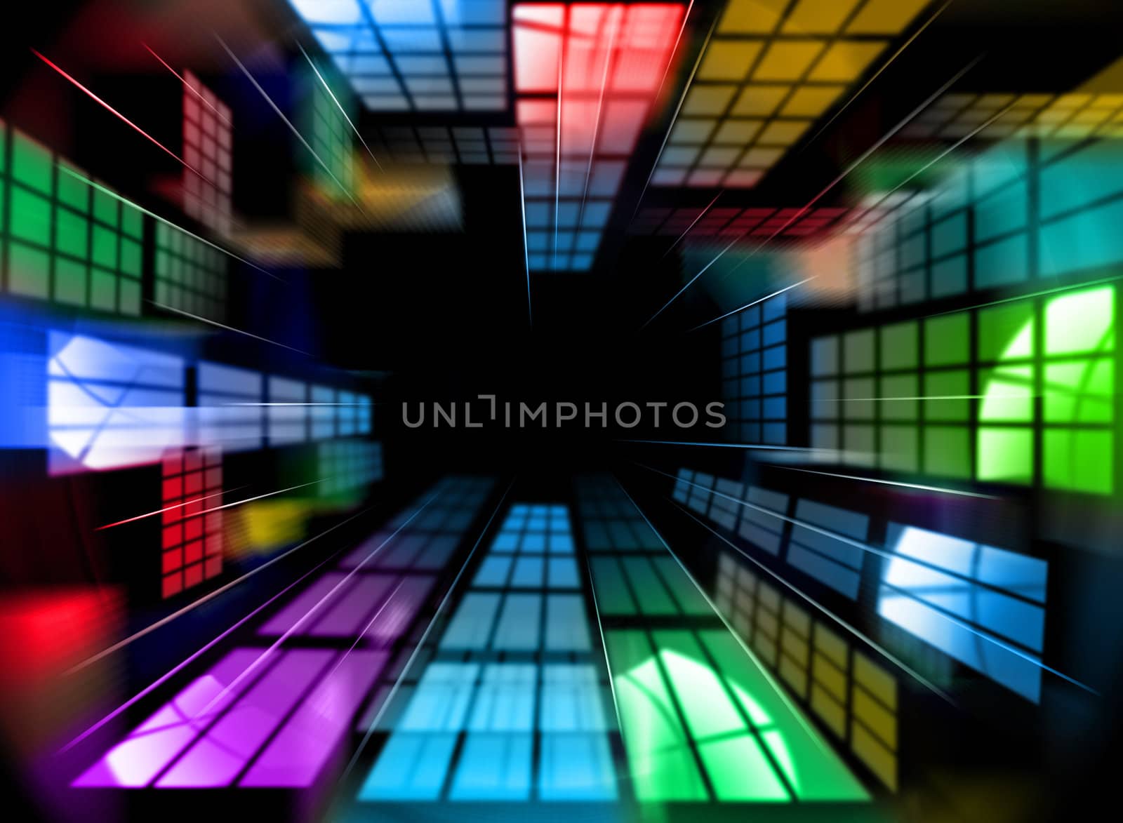 Abstract multicolor background of city with skyscrapers and windows