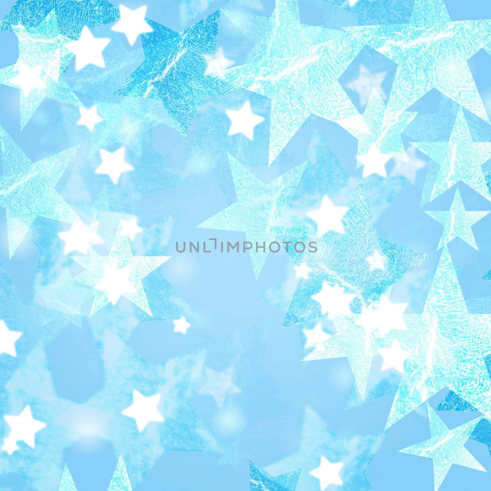 blue and white stars over bluish background with feather center