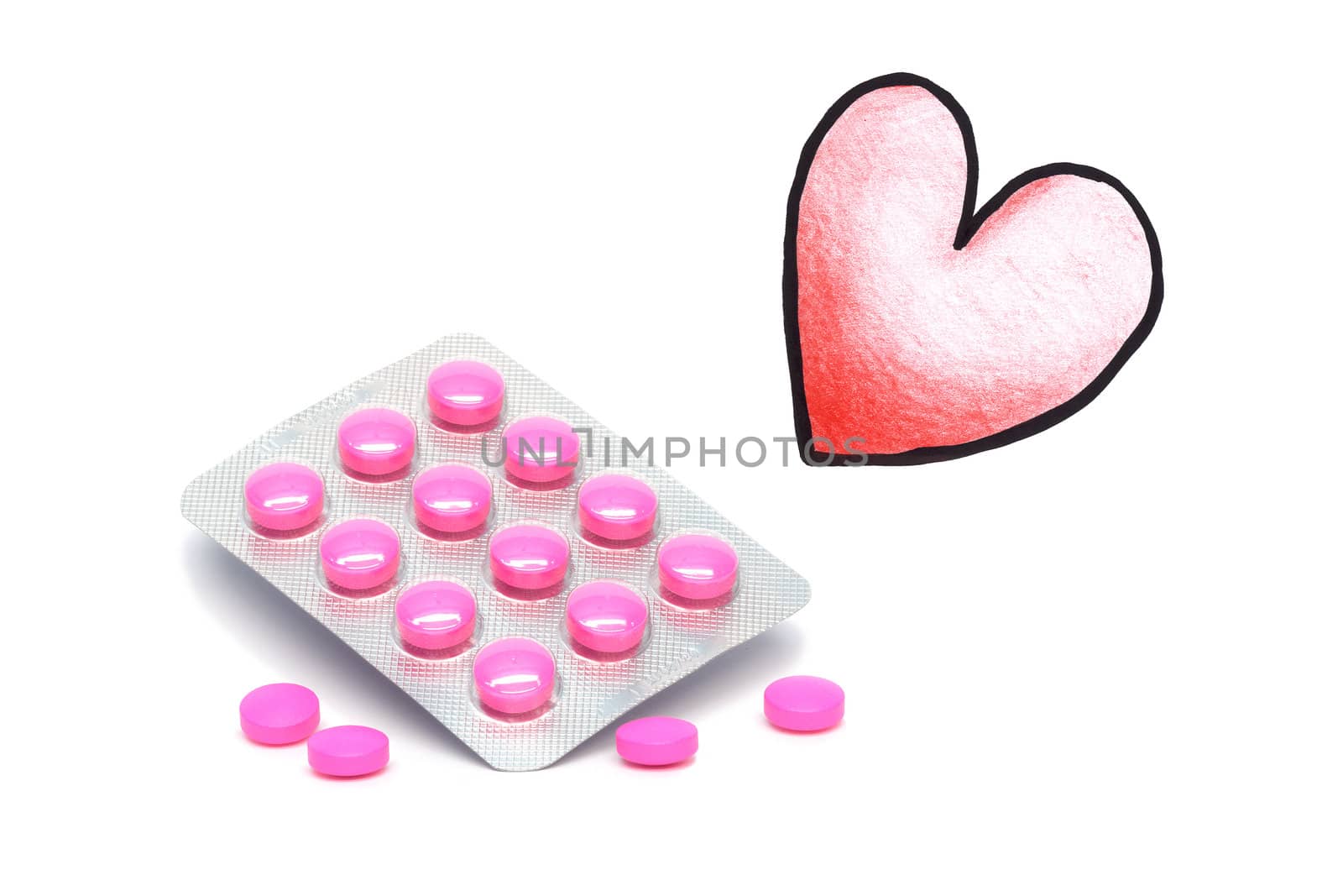 Drugs and illustrated heart on a white background by LiborF