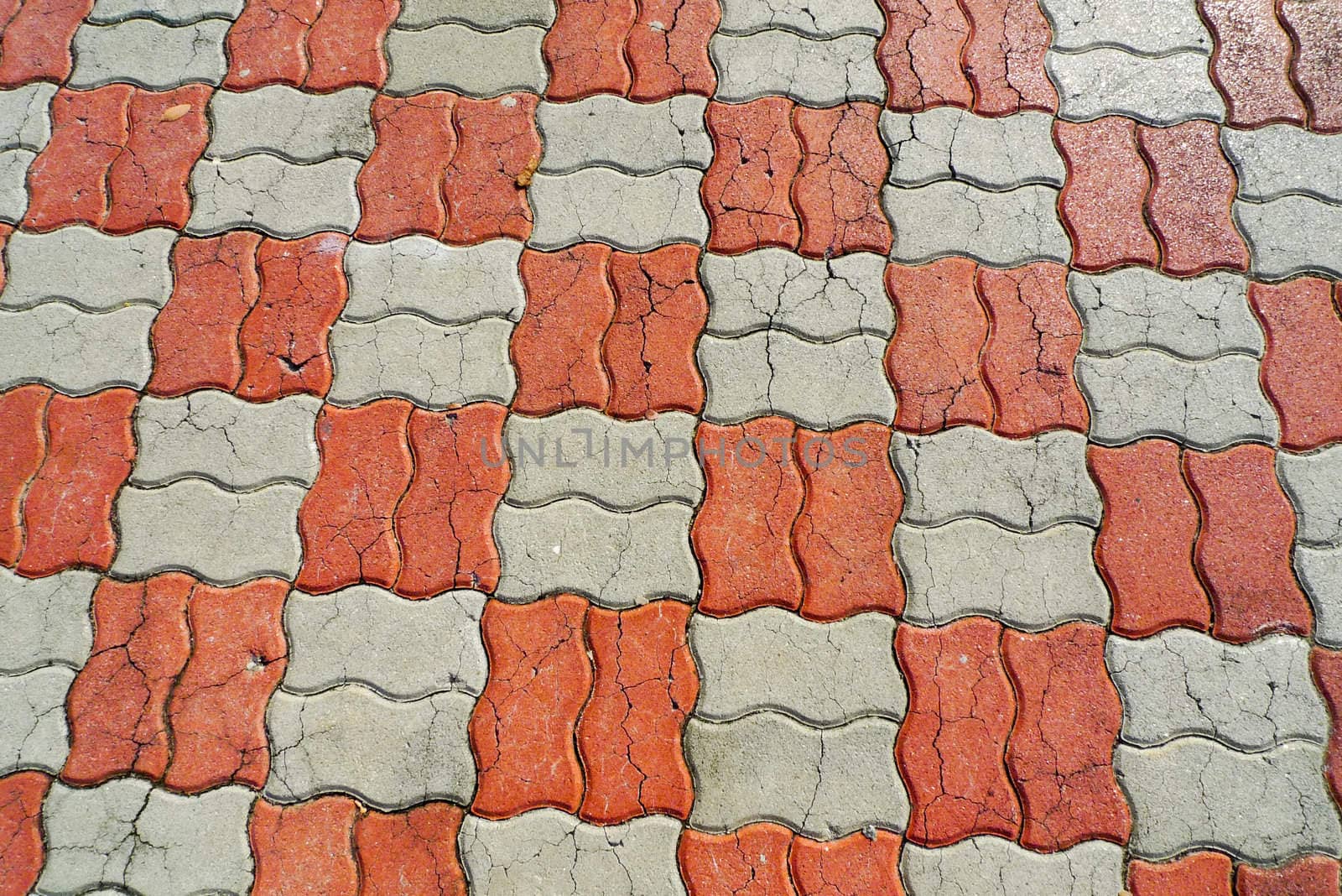 Close-up of newly installed tile with natural colored grout.