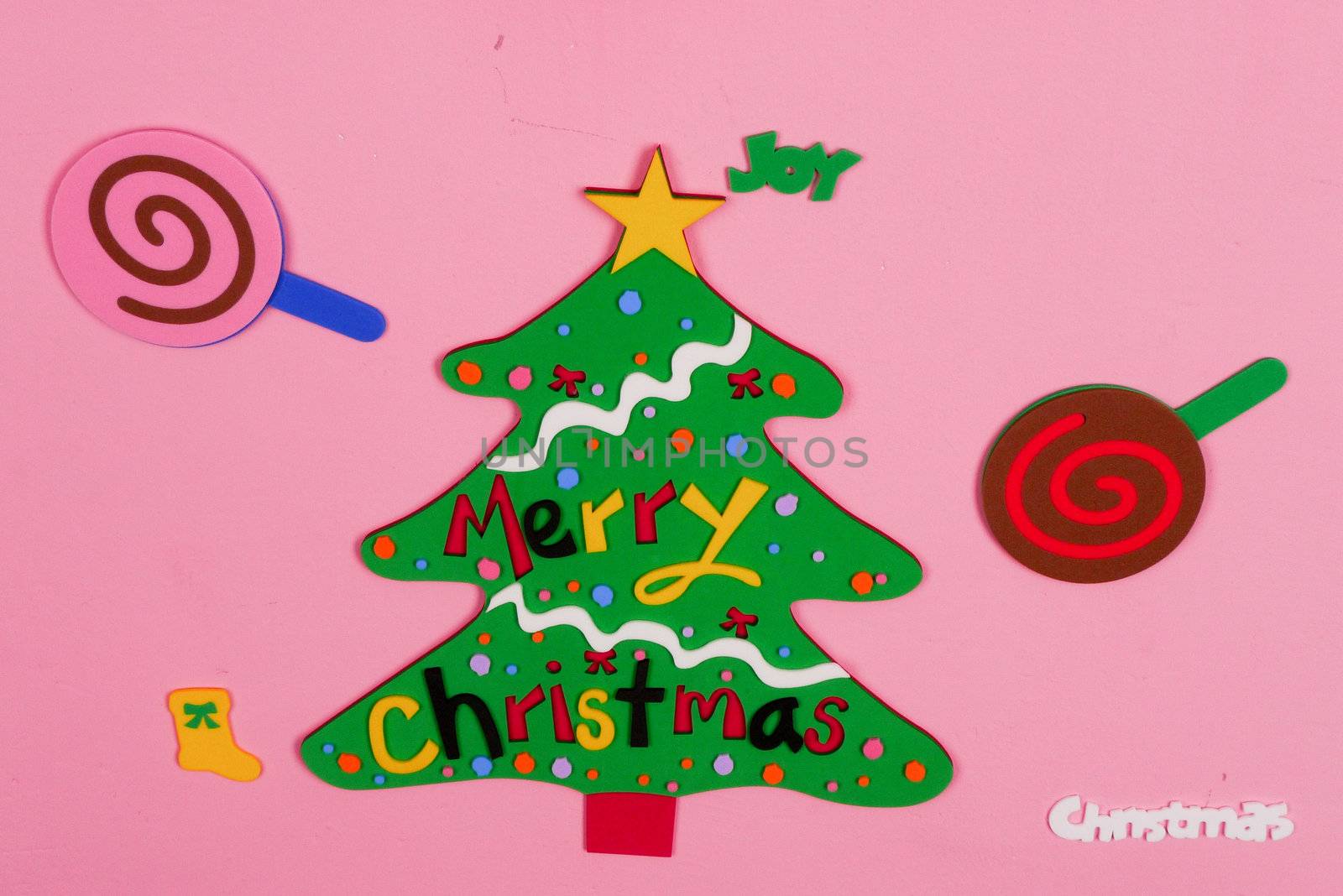 Pink lollipop Christmas tree background and background shape