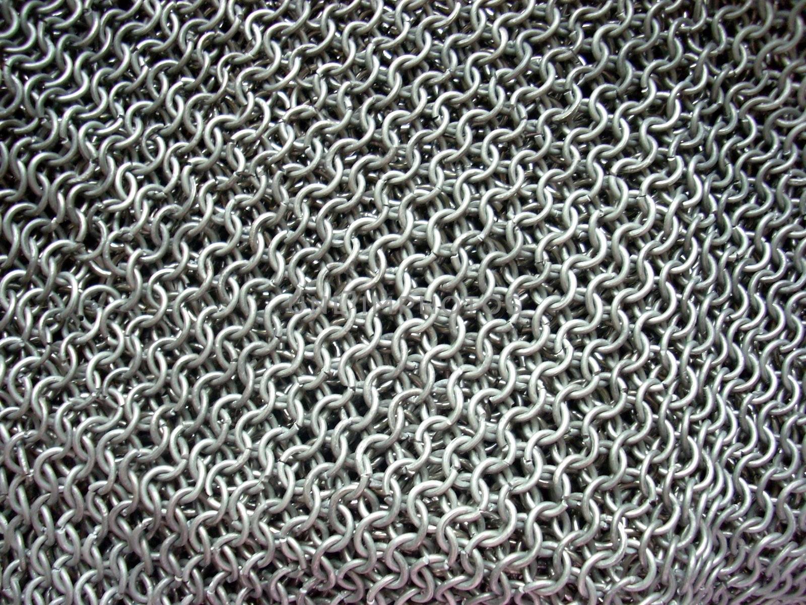 This is the texture of antique chain mail. Of course, it’s a hand-made article. 