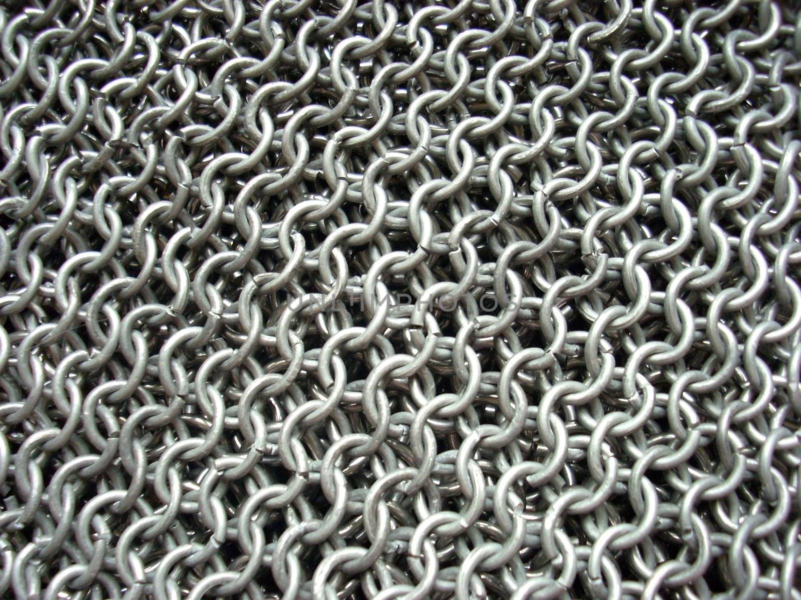 This is the texture of antique chain mail. Of course, it’s a hand-made article. 