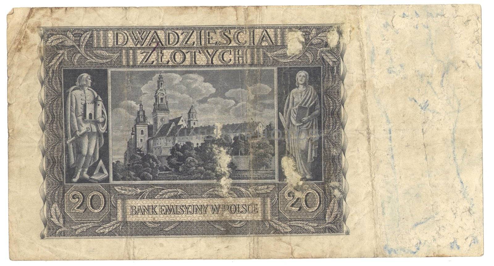 High-resolution picture of very old Polish banknote (1940) by DOODNICK